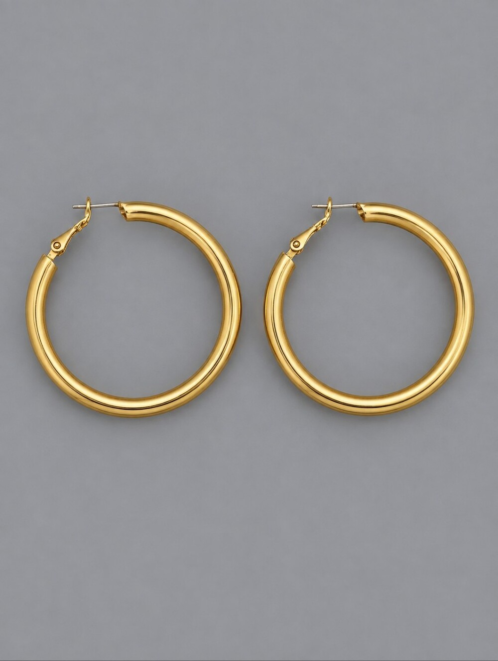 Vintage Large Hollow Goldtoon Huggie Hoop Earrings